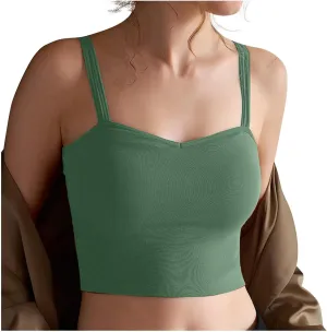 Sports Tank Top for Women Quick-Dry Padded Wirefree Workout Crop Tank Tops with Built in Bra Yoga Fitness Camisole
