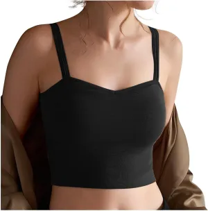 Sports Tank Top for Women Quick-Dry Padded Wirefree Workout Crop Tank Tops with Built in Bra Yoga Fitness Camisole