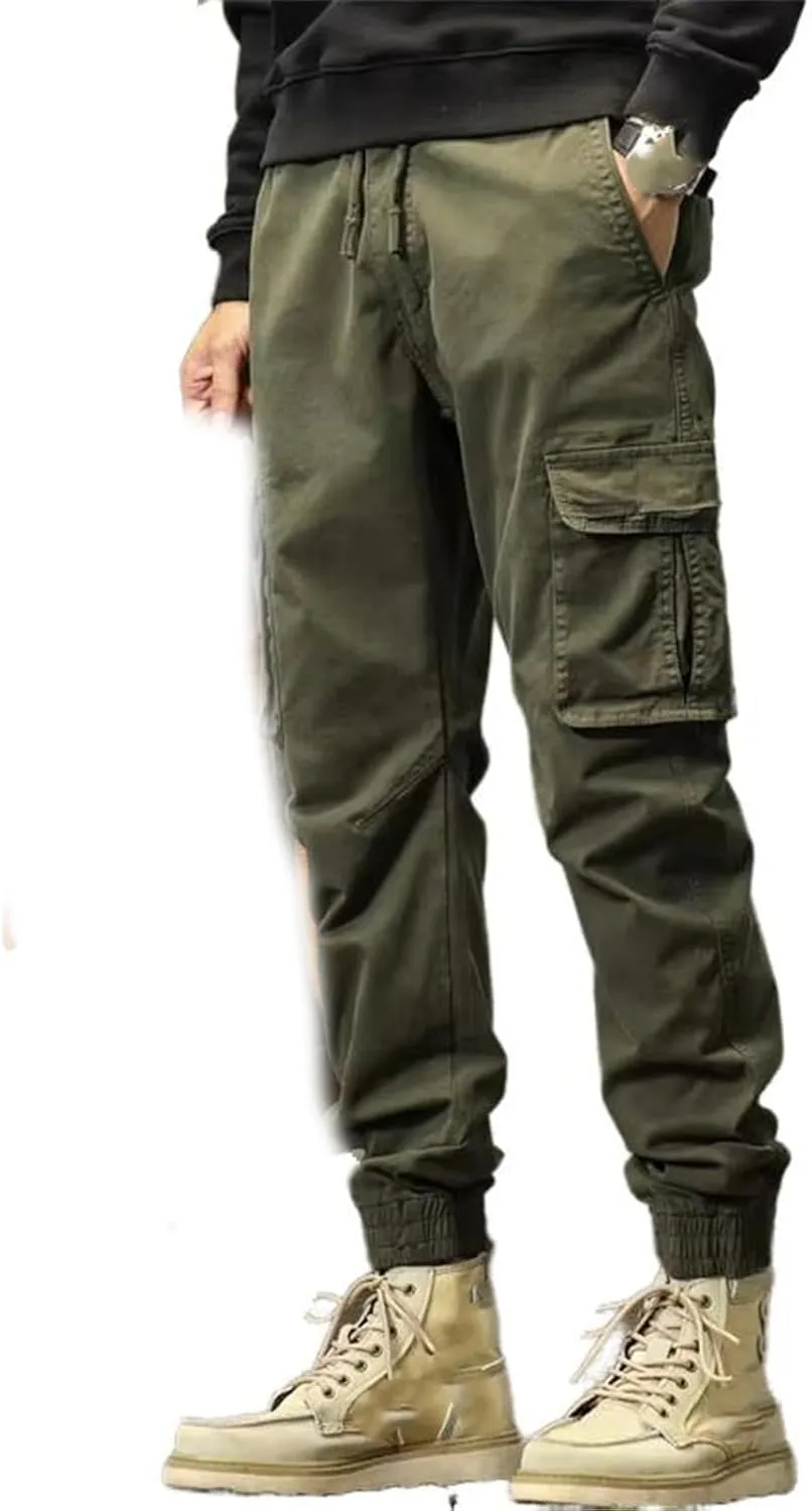 Spring Autumn Mens Cargo Pants Multi Pocket Trousers Casual Military Cotton Pants Male