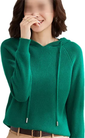 Spring Cashmere Sweater Hoodie Women's Pullover Knitted Long Sleeve Autumn