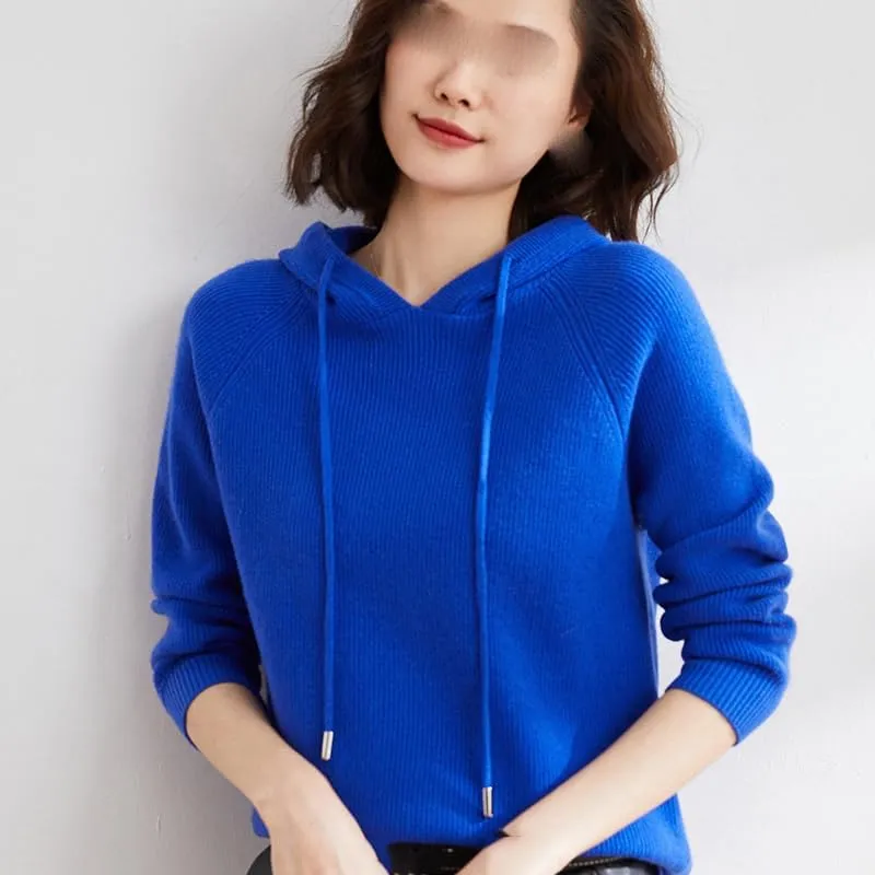 Spring Cashmere Sweater Hoodie Women's Pullover Knitted Long Sleeve Autumn
