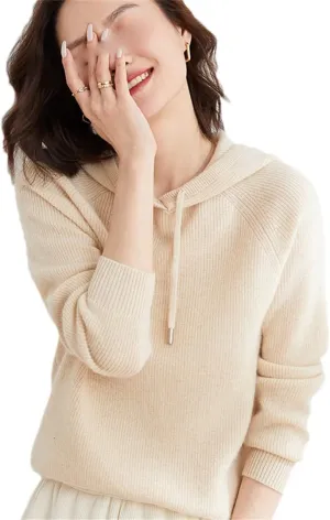 Spring Cashmere Sweater Hoodie Women's Pullover Knitted Long Sleeve Autumn