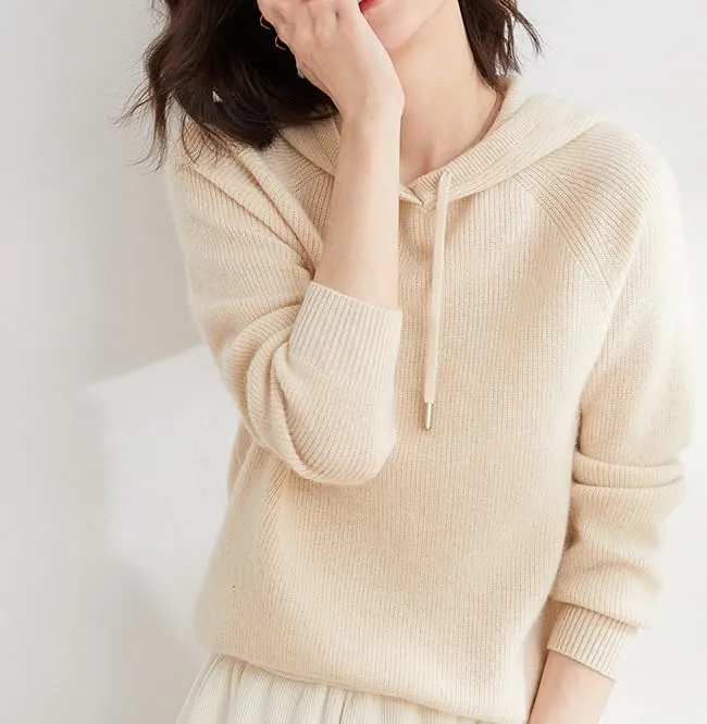 Spring Cashmere Sweater Hoodie Women's Pullover Knitted Long Sleeve Autumn
