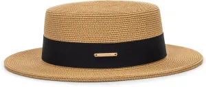 Straw Beach Sun Hat Pork-Pie Boater-Hat for Women Men - Summer Wide Brim Uv-Rays Panama Hat