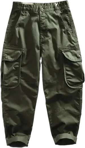 Streetwear Korean Men Spring Autumn Casual Cargo Pants Multi-Pockets Baggy Pants Youth Cotton Trousers