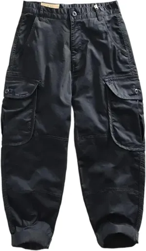 Streetwear Korean Men Spring Autumn Casual Cargo Pants Multi-Pockets Baggy Pants Youth Cotton Trousers