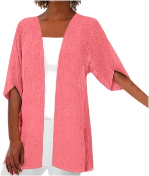 Summer Cardigans for Women Trendy Lightweight Casual Half Sleeve Kimono Cardigan Beach Vacation Plus Size Blouse