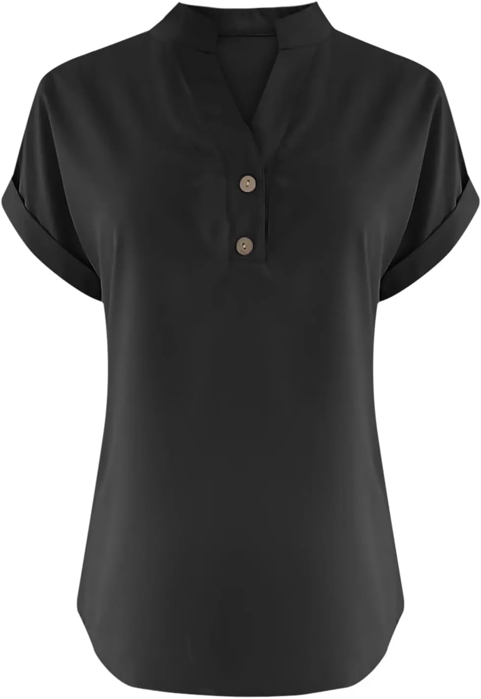 Summer Tops for Women 2025 Trendy Short Sleeve Cotton Linen Shirt Casual Button v Neck Tunic Blouses Outfits