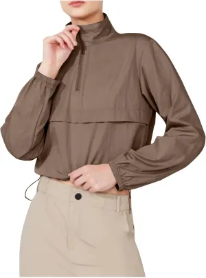 Sweatshirts for Women Long Sleeve Half Zip Pullover Top Cropped 2024 Fall Fashion Tops Lightweight Casual Clothes