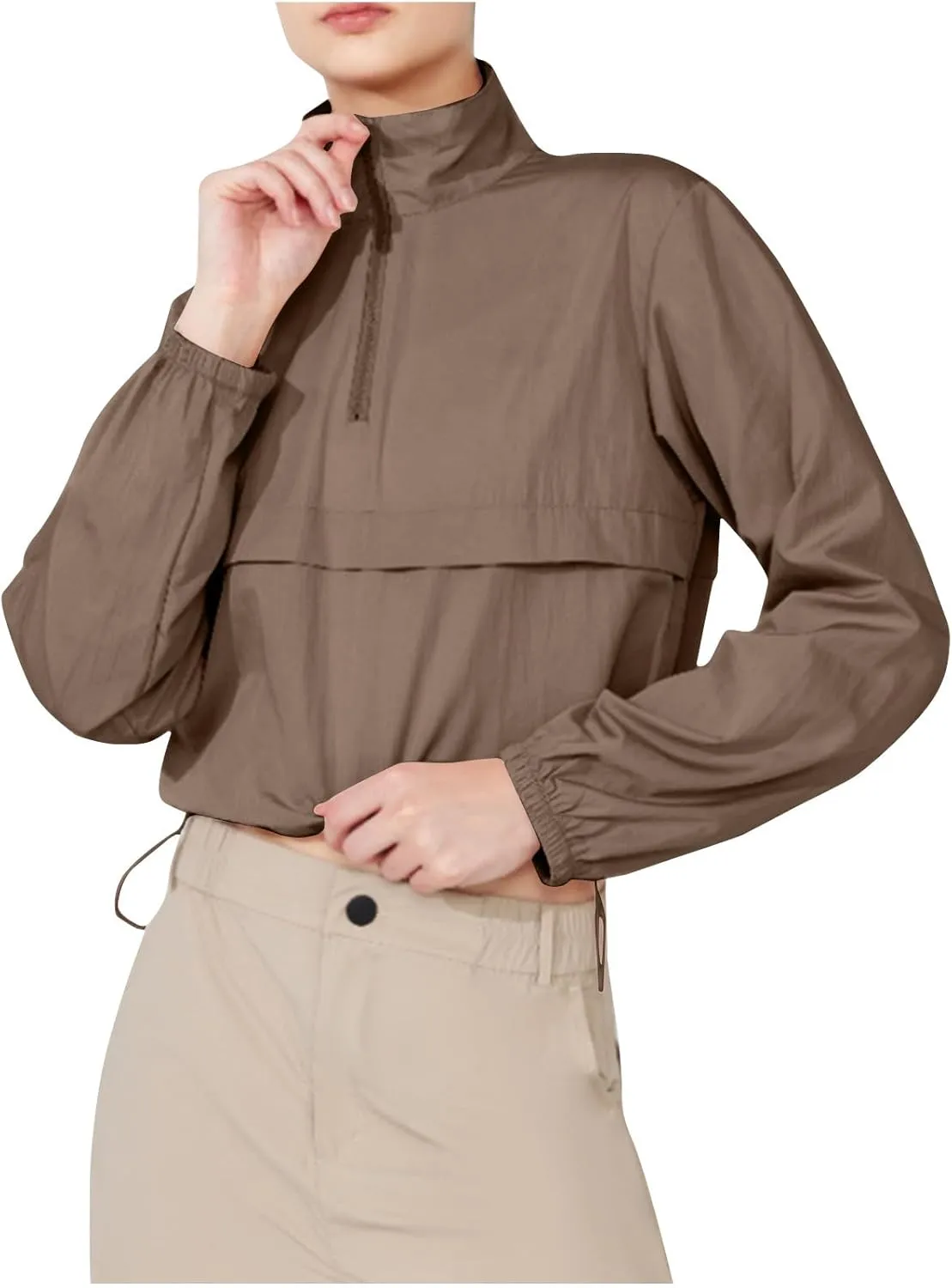 Sweatshirts for Women Long Sleeve Half Zip Pullover Top Cropped 2024 Fall Fashion Tops Lightweight Casual Clothes