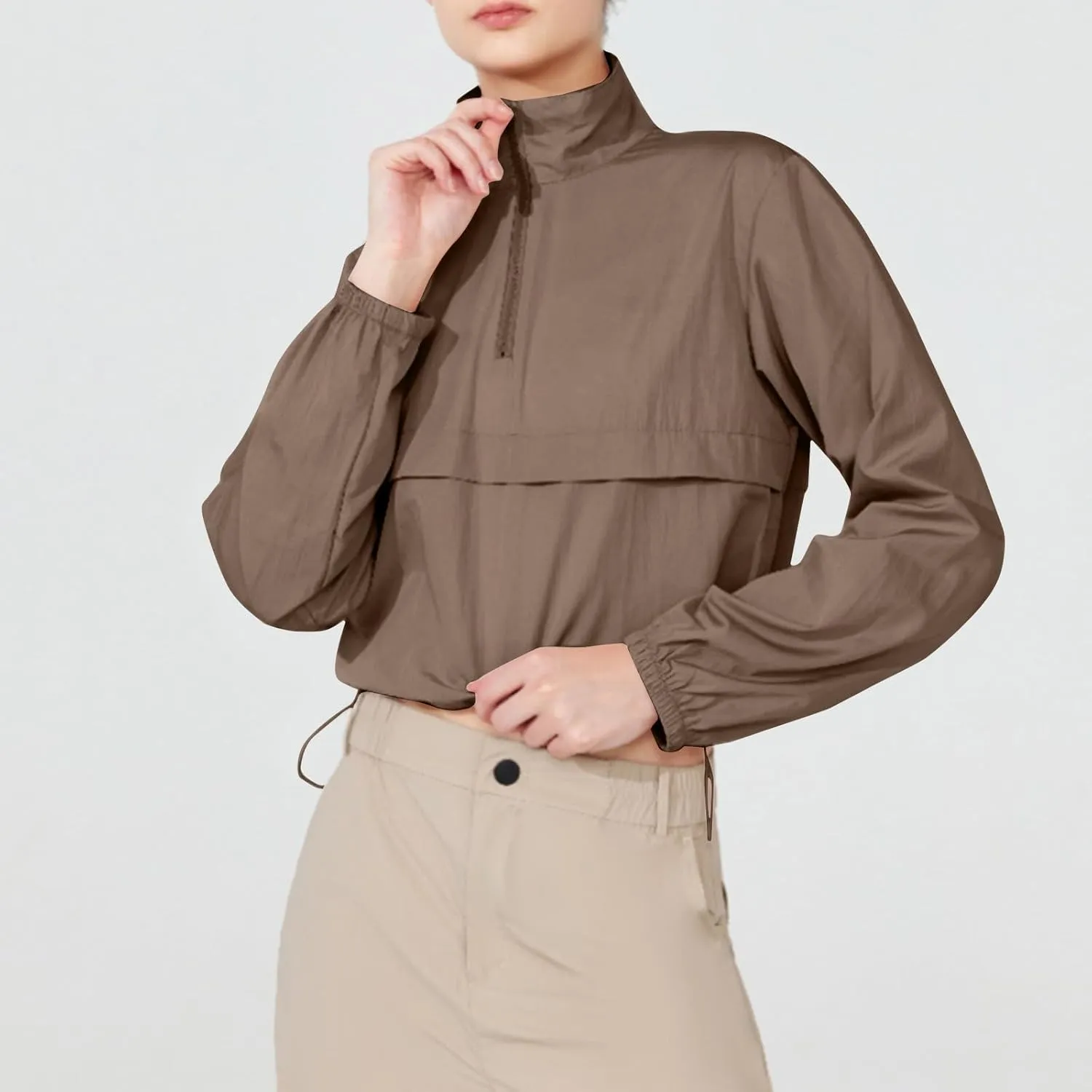 Sweatshirts for Women Long Sleeve Half Zip Pullover Top Cropped 2024 Fall Fashion Tops Lightweight Casual Clothes