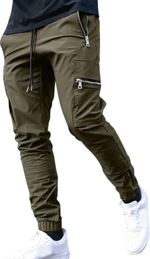 Tapered Joggers for Men Mens Autumn and Winter High Street Fashion Leisure Loose Sports Running Solid Stretch