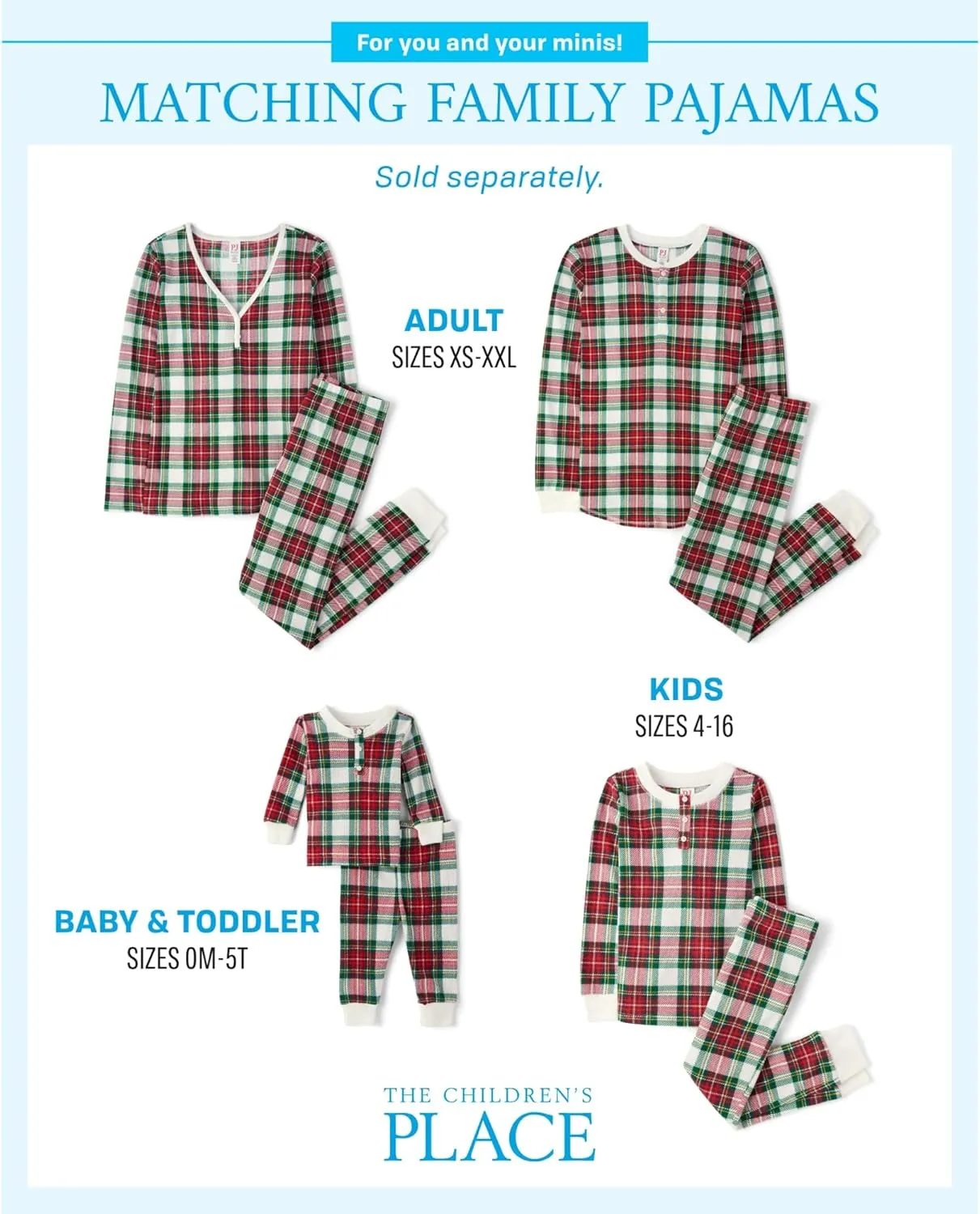 The Children's Place Baby Toddler 2 Piece Family Matching, Thermal Pajamas Sets
