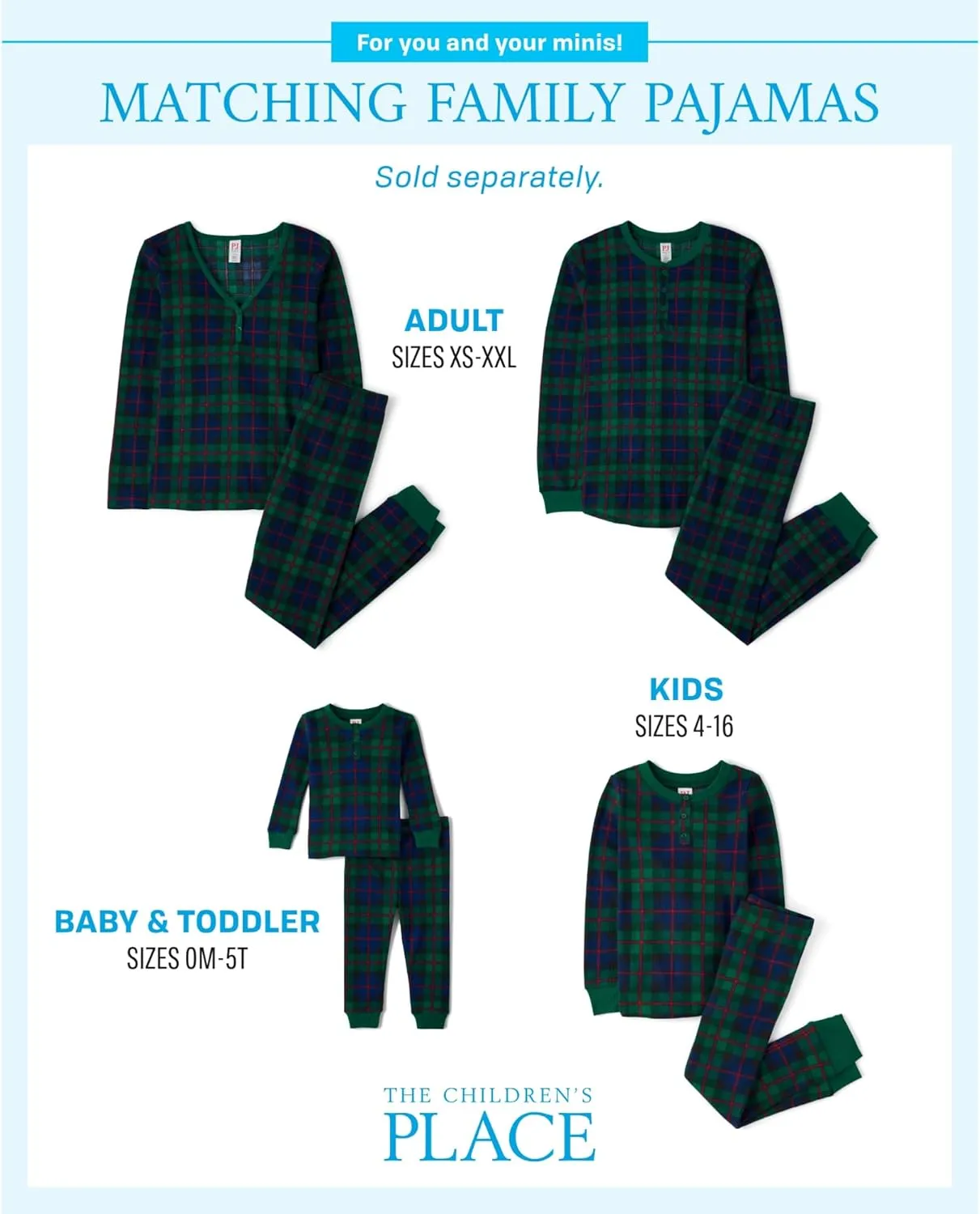 The Children's Place Baby Toddler 2 Piece Family Matching, Thermal Pajamas Sets