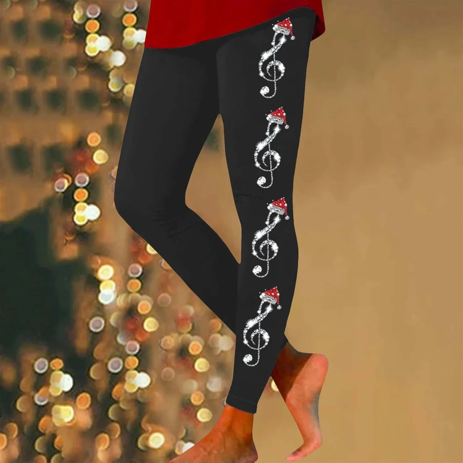 Thick Winter Warm Thermal High Waisted Women Long Printed Christmas Pants Cold Weather with Pockets Womens Leggings