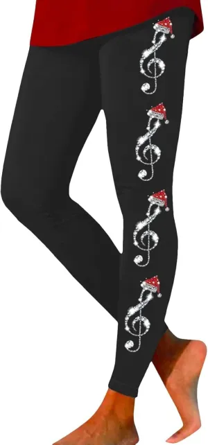 Thick Winter Warm Thermal High Waisted Women Long Printed Christmas Pants Cold Weather with Pockets Womens Leggings