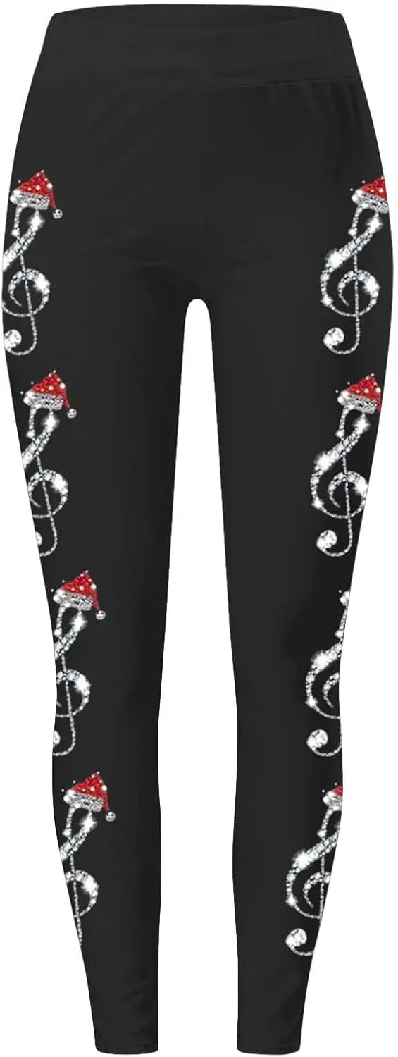 Thick Winter Warm Thermal High Waisted Women Long Printed Christmas Pants Cold Weather with Pockets Womens Leggings