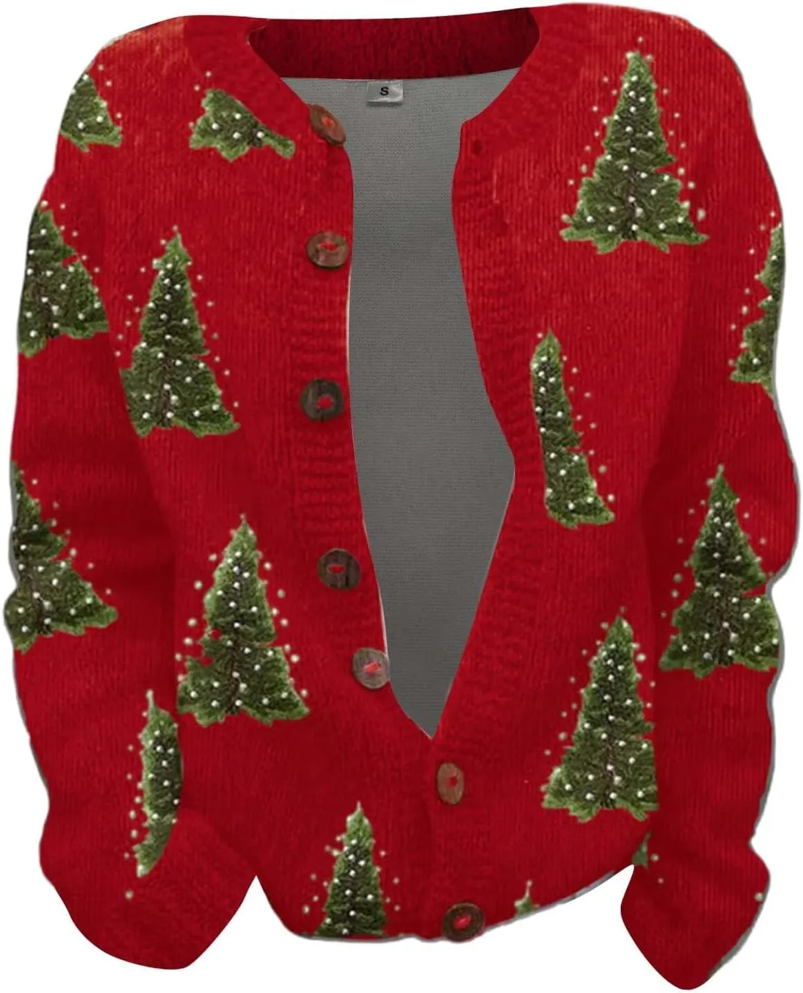 Ugly Christmas Sweater for Women Cute Xmas Open Front Button Down Sweater Cardigans Knitted Fall Outfit Winter Coat