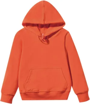 Unisex Kids Solid Cotton Hoodie with Pocket Boys Girls Classic Basic Pullover Hoodie Preppy (Orange, 9-11 Years)