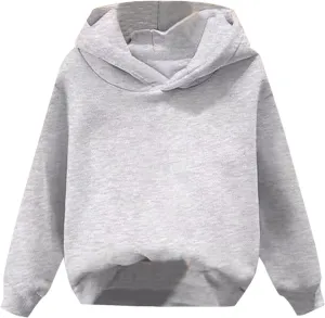 Unisex Toddler Kids Solid Color Hooded Pullover Sweatshirt Long Sleeve Casual Basic Hoodie Trendy Preppy Clothes Tops