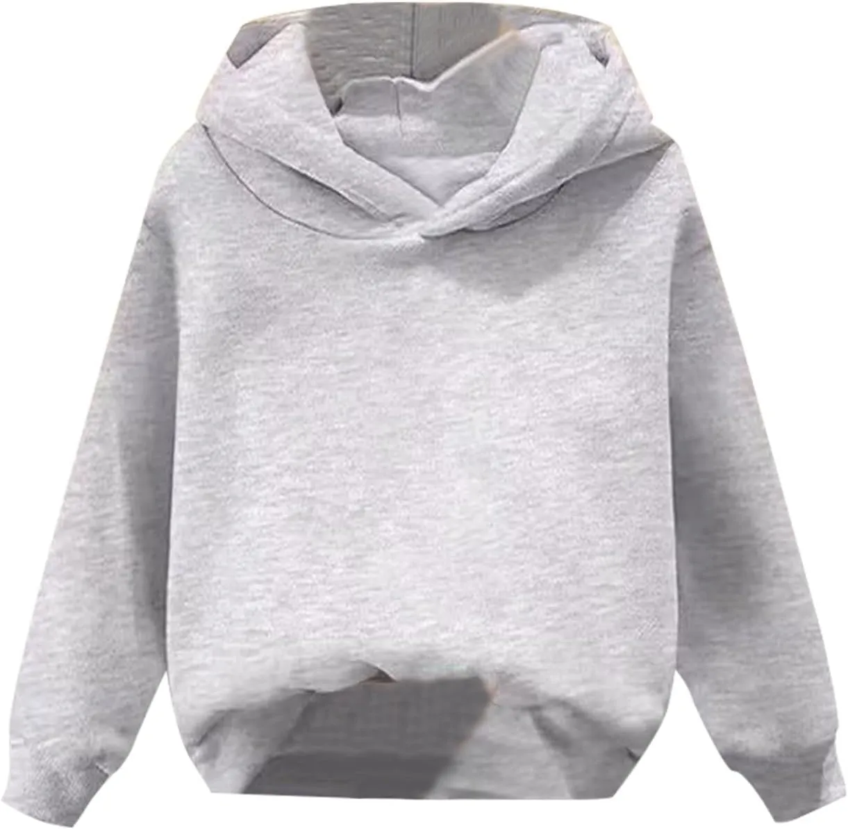Unisex Toddler Kids Solid Color Hooded Pullover Sweatshirt Long Sleeve Casual Basic Hoodie Trendy Preppy Clothes Tops