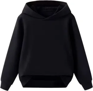 Unisex Toddler Kids Solid Color Hooded Pullover Sweatshirt Long Sleeve Casual Basic Hoodie Trendy Preppy Clothes Tops