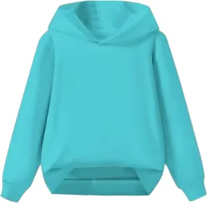 Unisex Toddler Kids Solid Color Hooded Pullover Sweatshirt Long Sleeve Casual Basic Hoodie Trendy Preppy Clothes Tops