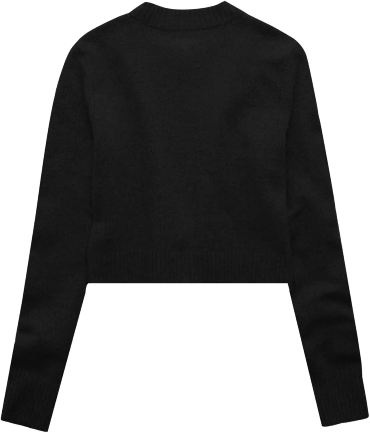 Urban CoCo Women's Crew Neck Cropped Cardigan Sweaters Long Sleeve Open Front Button Down Sweater Jackets