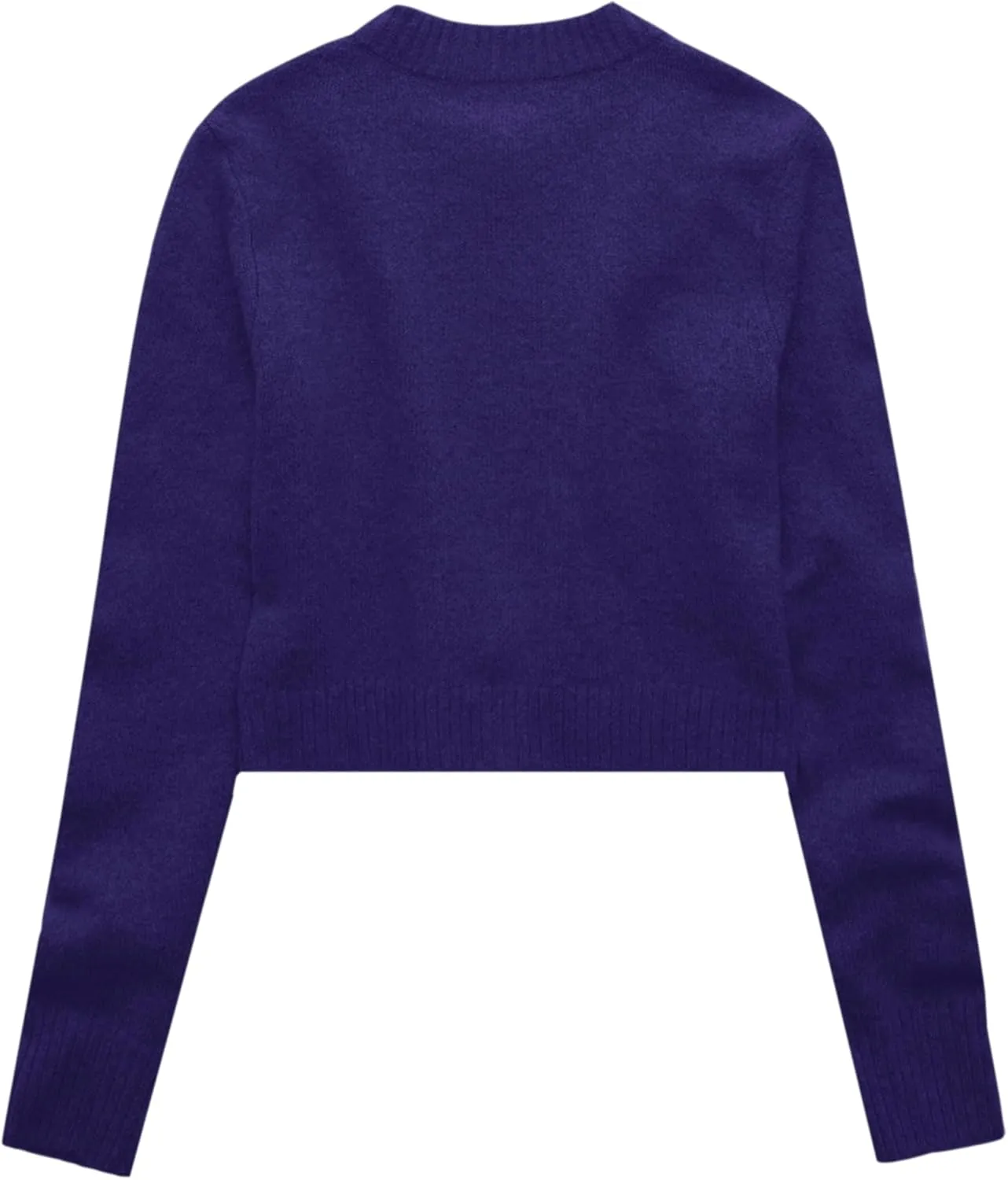 Urban CoCo Women's Crew Neck Cropped Cardigan Sweaters Long Sleeve Open Front Button Down Sweater Jackets