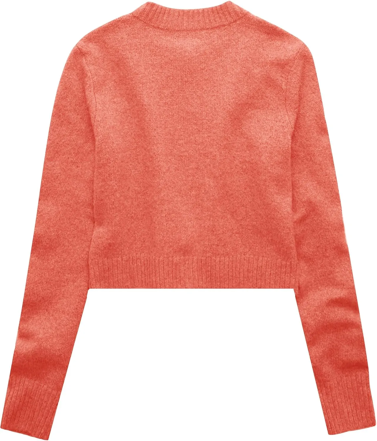 Urban CoCo Women's Crew Neck Cropped Cardigan Sweaters Long Sleeve Open Front Button Down Sweater Jackets