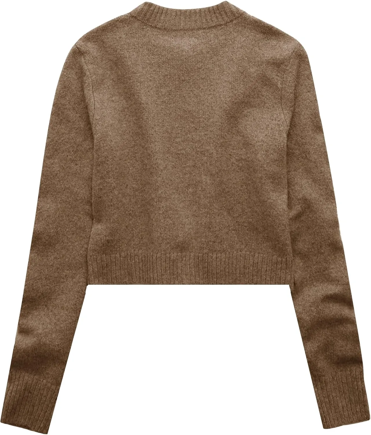 Urban CoCo Women's Crew Neck Cropped Cardigan Sweaters Long Sleeve Open Front Button Down Sweater Jackets