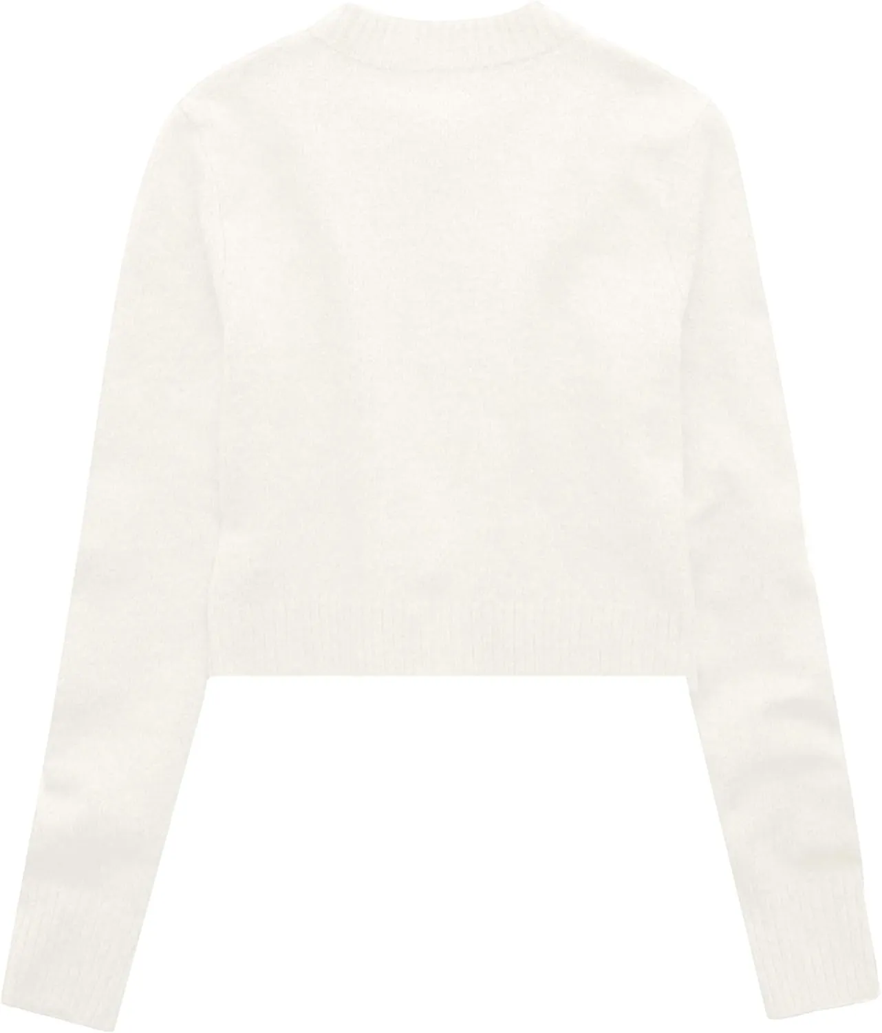 Urban CoCo Women's Crew Neck Cropped Cardigan Sweaters Long Sleeve Open Front Button Down Sweater Jackets