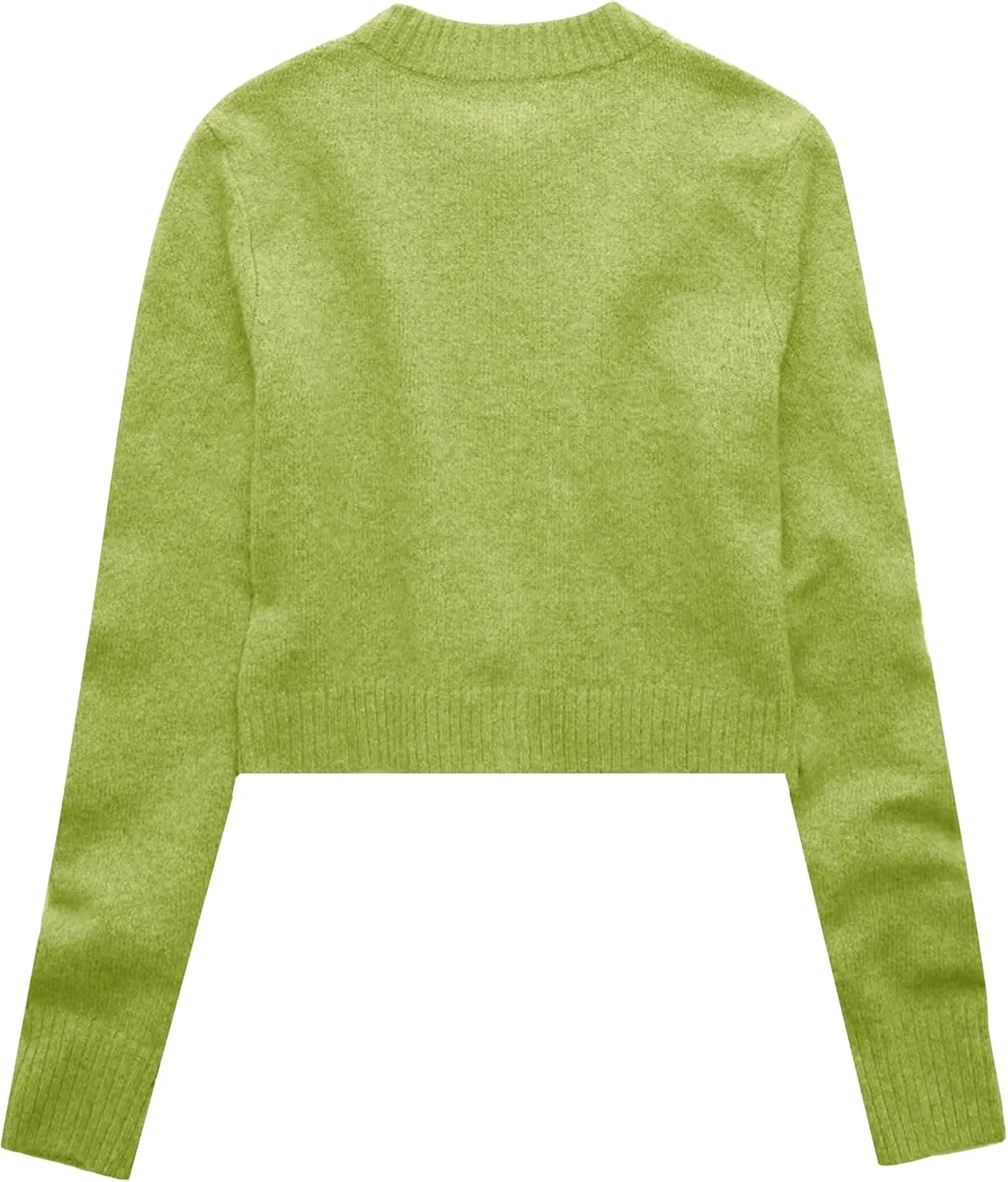 Urban CoCo Women's Crew Neck Cropped Cardigan Sweaters Long Sleeve Open Front Button Down Sweater Jackets