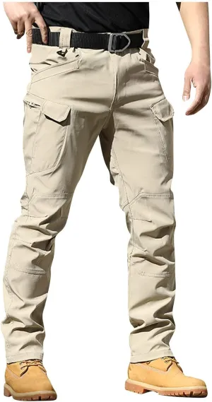 WENKOMG1 Mens Cargo Pants,Solid/Camouflage Military Pants Stretchy Multi Function Multi Pockets Tactical Pants