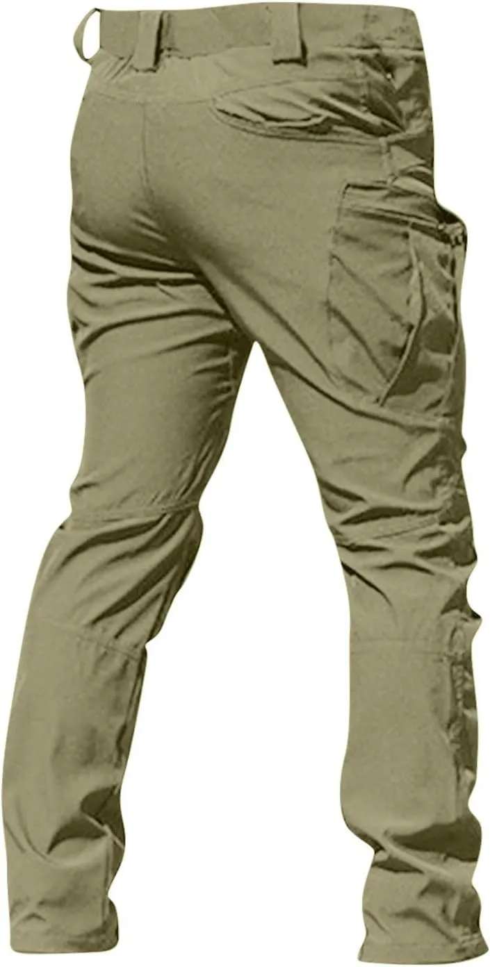 WENKOMG1 Stretchy Cargo Pants for Men,Solid/Camouflage Military Pants Multi Function Multi Pockets Tactical Pants