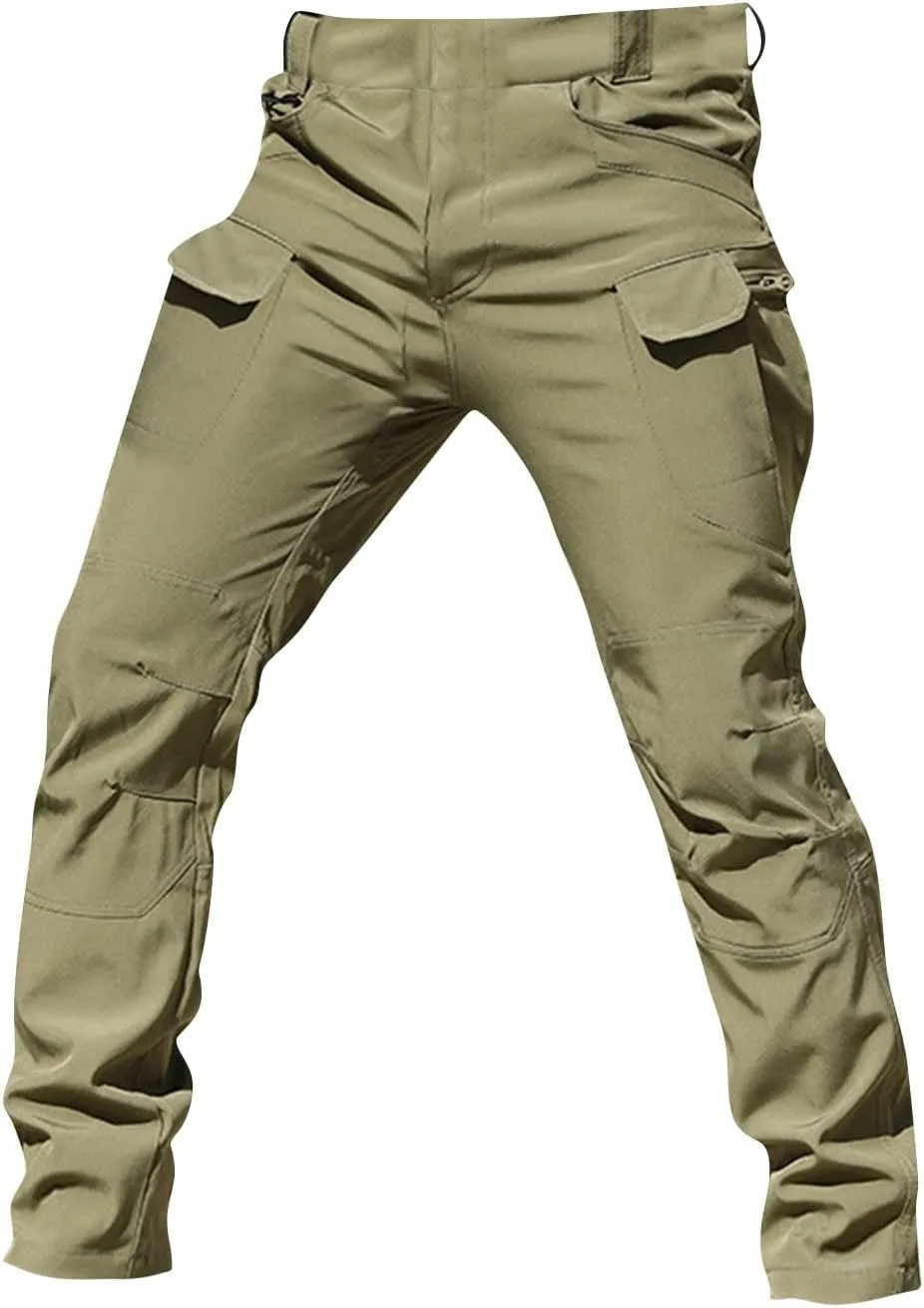 WENKOMG1 Stretchy Cargo Pants for Men,Solid/Camouflage Military Pants Multi Function Multi Pockets Tactical Pants