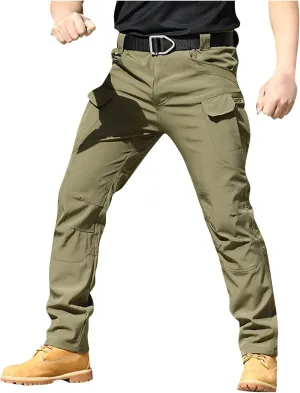 WENKOMG1 Stretchy Cargo Pants for Men,Solid/Camouflage Military Pants Multi Function Multi Pockets Tactical Pants