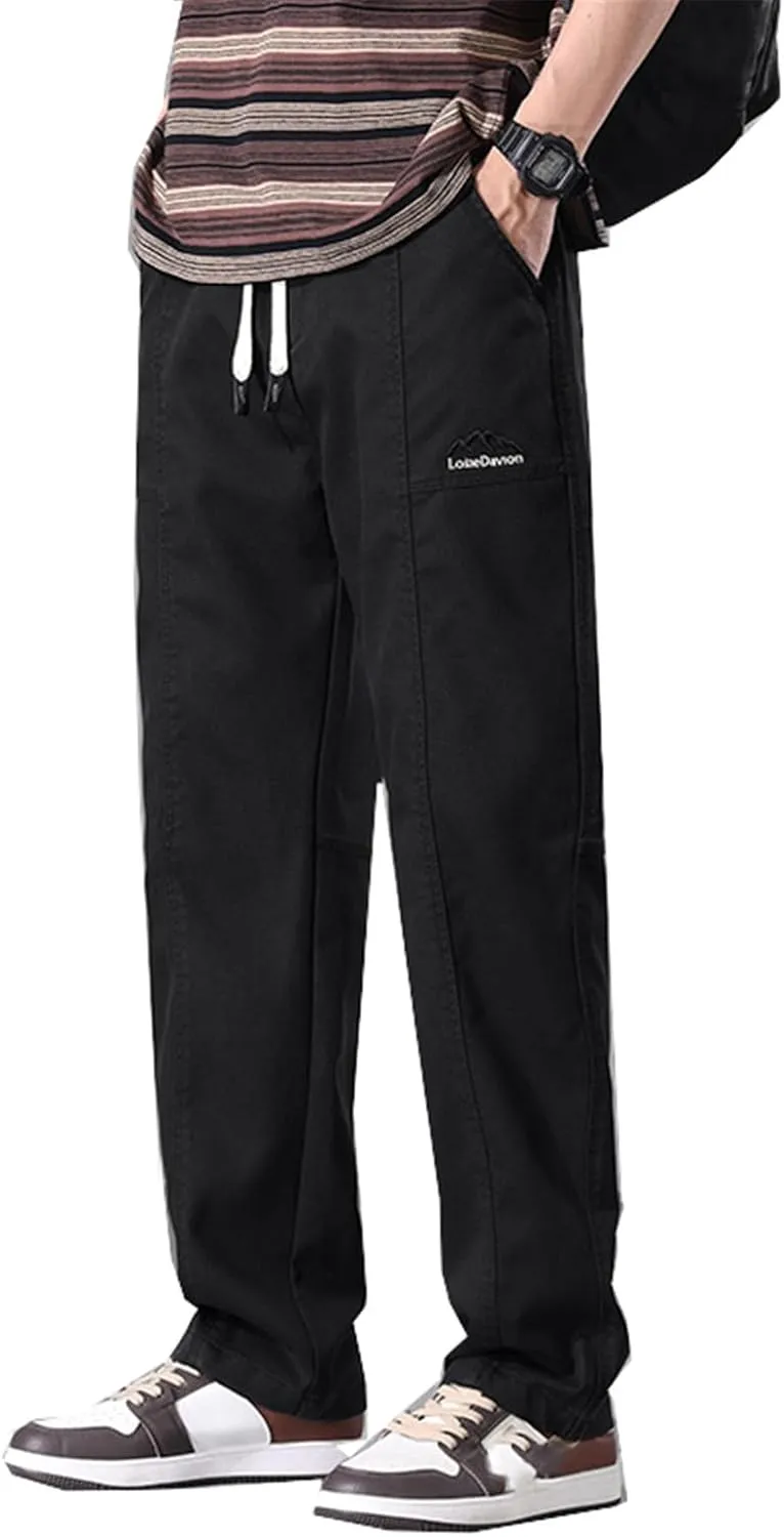 Wide-Leg Casual Trousers for Men, Spring and Autumn Loose Straight Casual Trousers