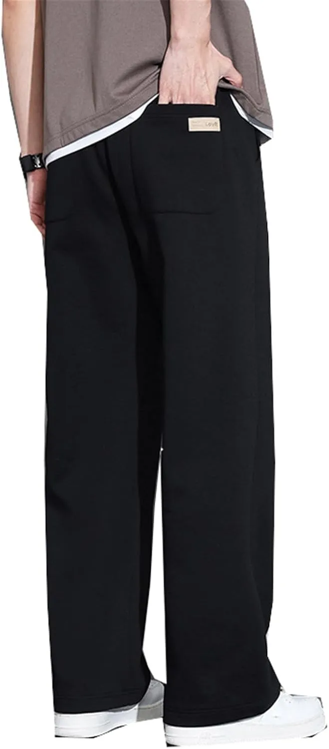 Wide-Leg Pants for Men, Spring and Autumn Loose Straight Sports Casual Trousers