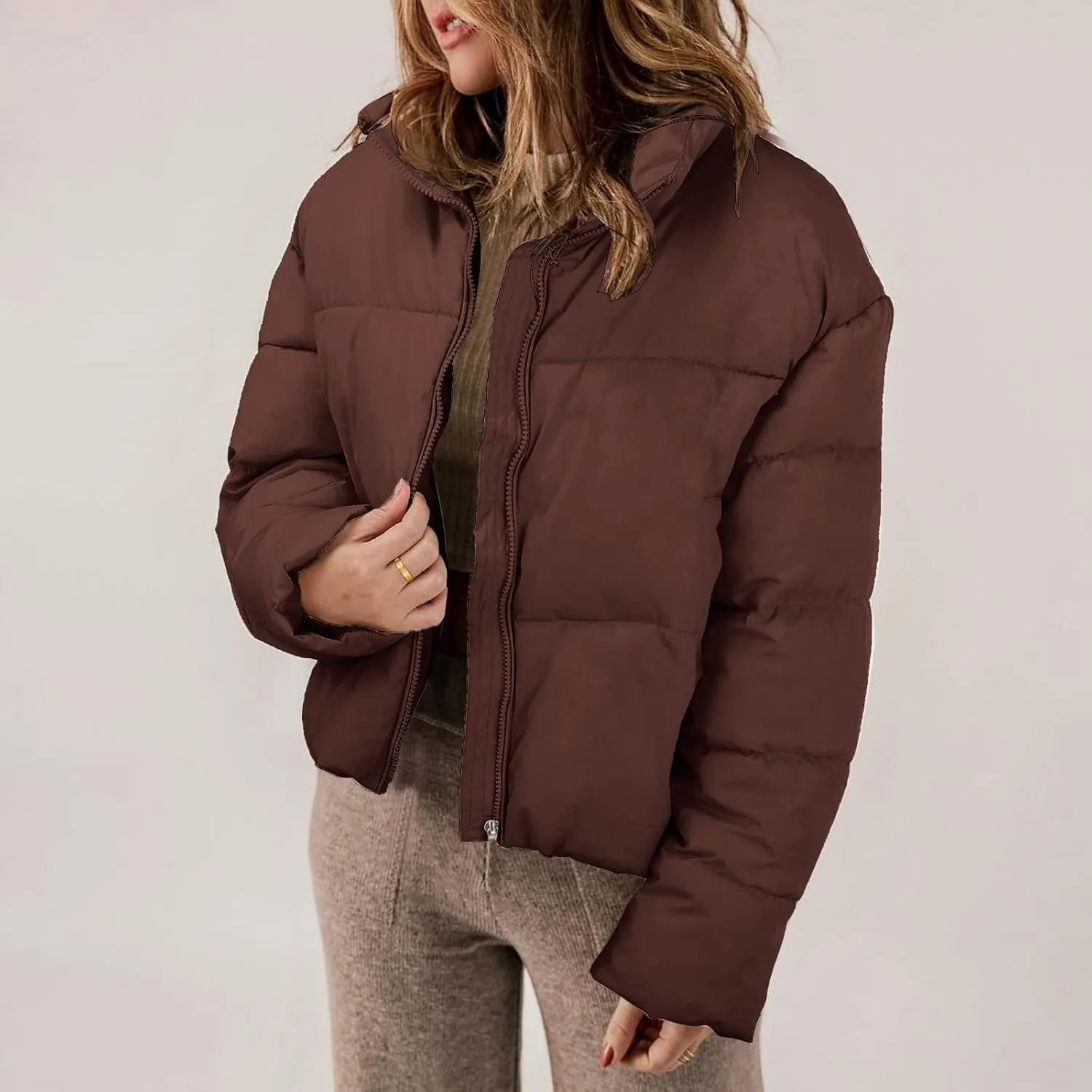 Winter Coats and Winter Casual Short Drawstring Adjustable Cotton Vest Jacket Winter Jacket Plus Size Women Faux
