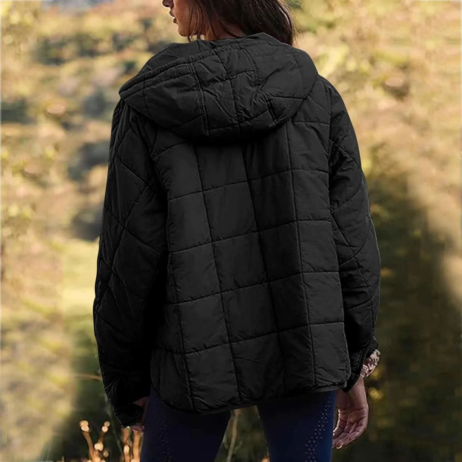 Winter Coats and Winter Casual Short Drawstring Adjustable Cotton Vest Jacket Winter Jacket Plus Size Women Faux