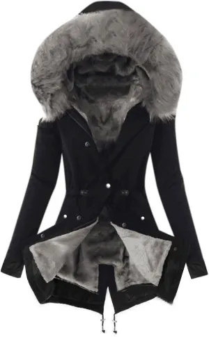 Winter Coats for Women Long Winter Down Coat Thicken Fleece Lined Parka Faux Fur Jacket Button Down Coat Outwear