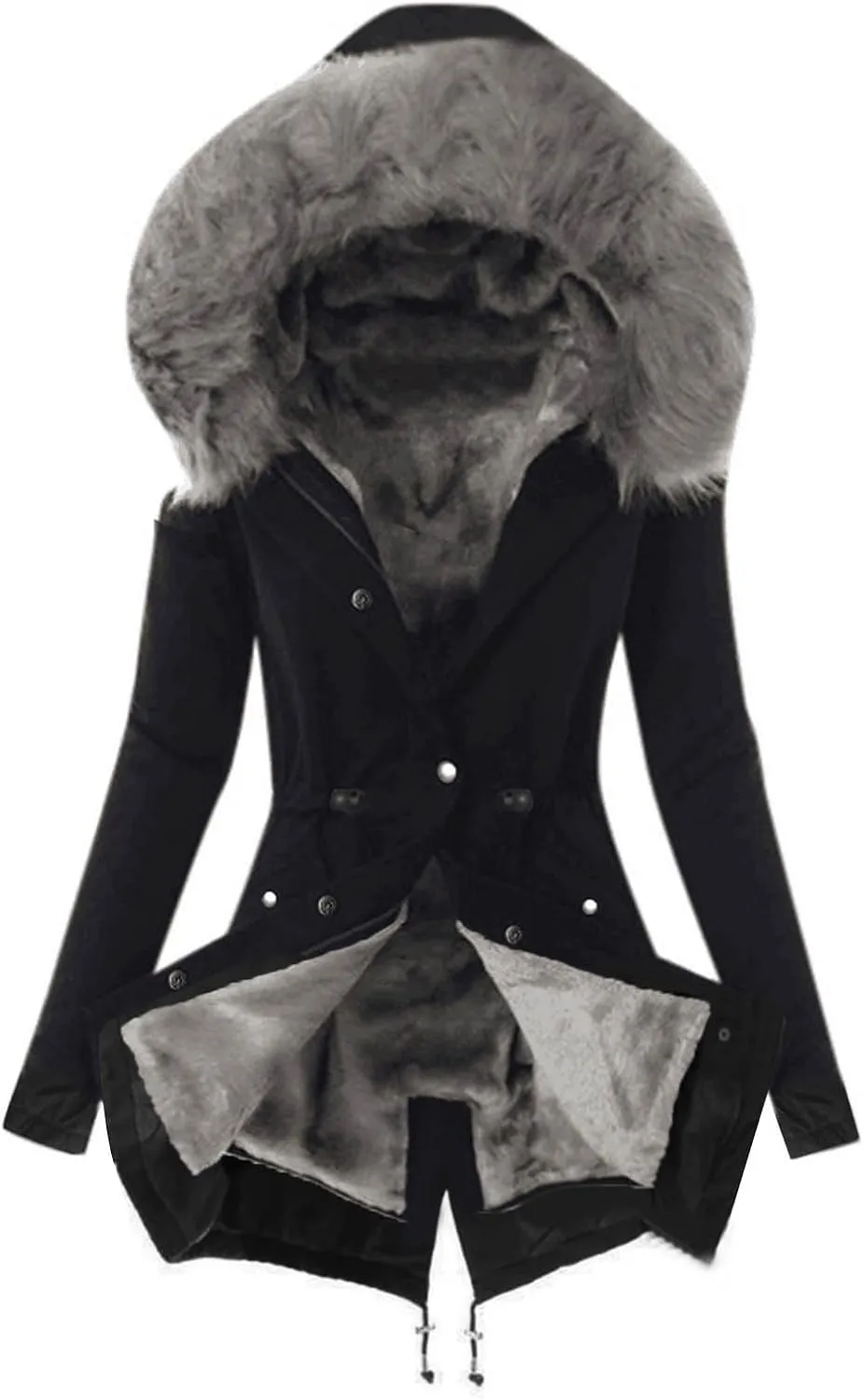 Winter Coats for Women Long Winter Down Coat Thicken Fleece Lined Parka Faux Fur Jacket Button Down Coat Outwear