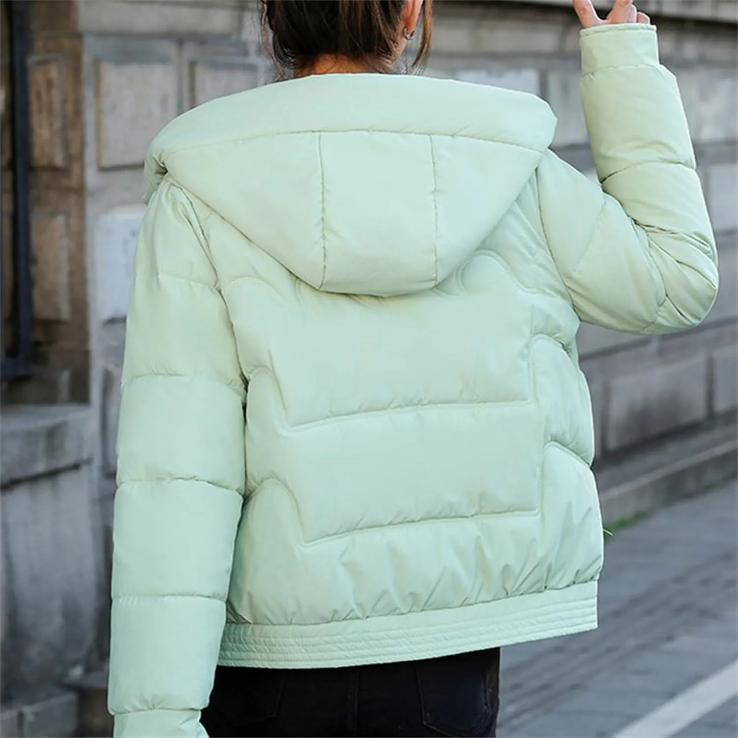 Winter Coats for Women Turtleneck Puffer Jacket Quilted Down Coat with Hood Cute Winter Clothes Women
