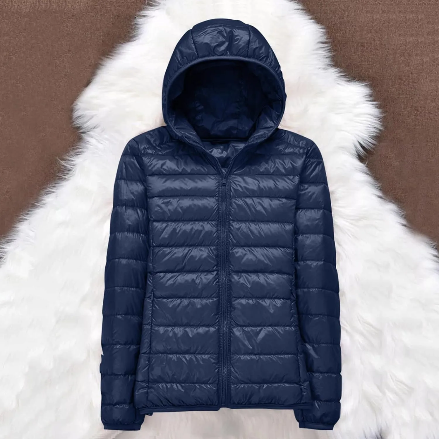 Winter Fleece Jacket for Women Faux Fur Removable Hood Puffer Parka Jacket Winter Long Thick Coats
