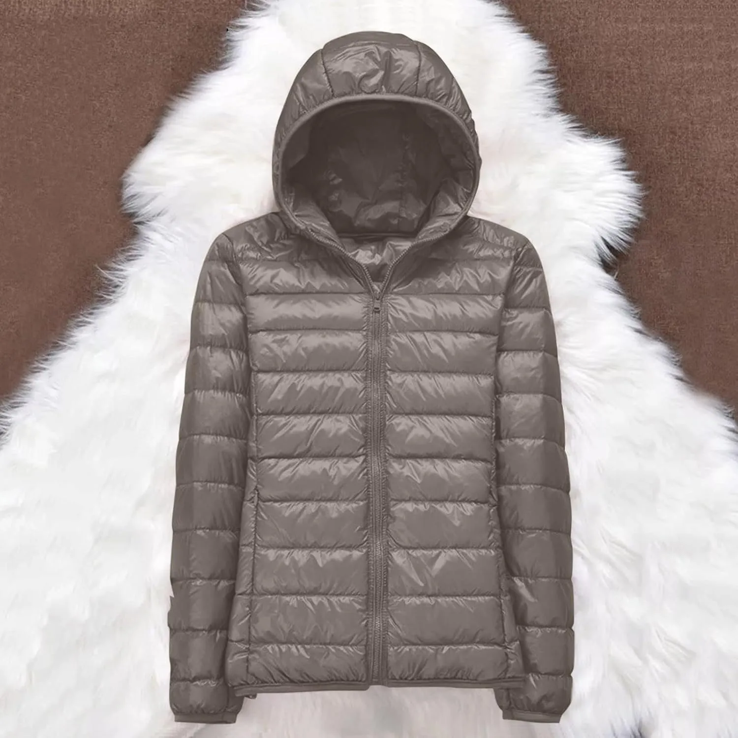 Winter Fleece Jacket for Women Faux Fur Removable Hood Puffer Parka Jacket Winter Long Thick Coats
