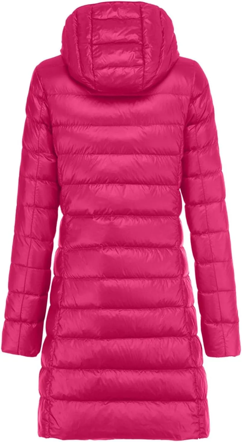 Winter Warm Jacket Womens Puffer Jacket Packable Down Jacket Lightweight Slim Fit Hooded Winter Coat with Pocket