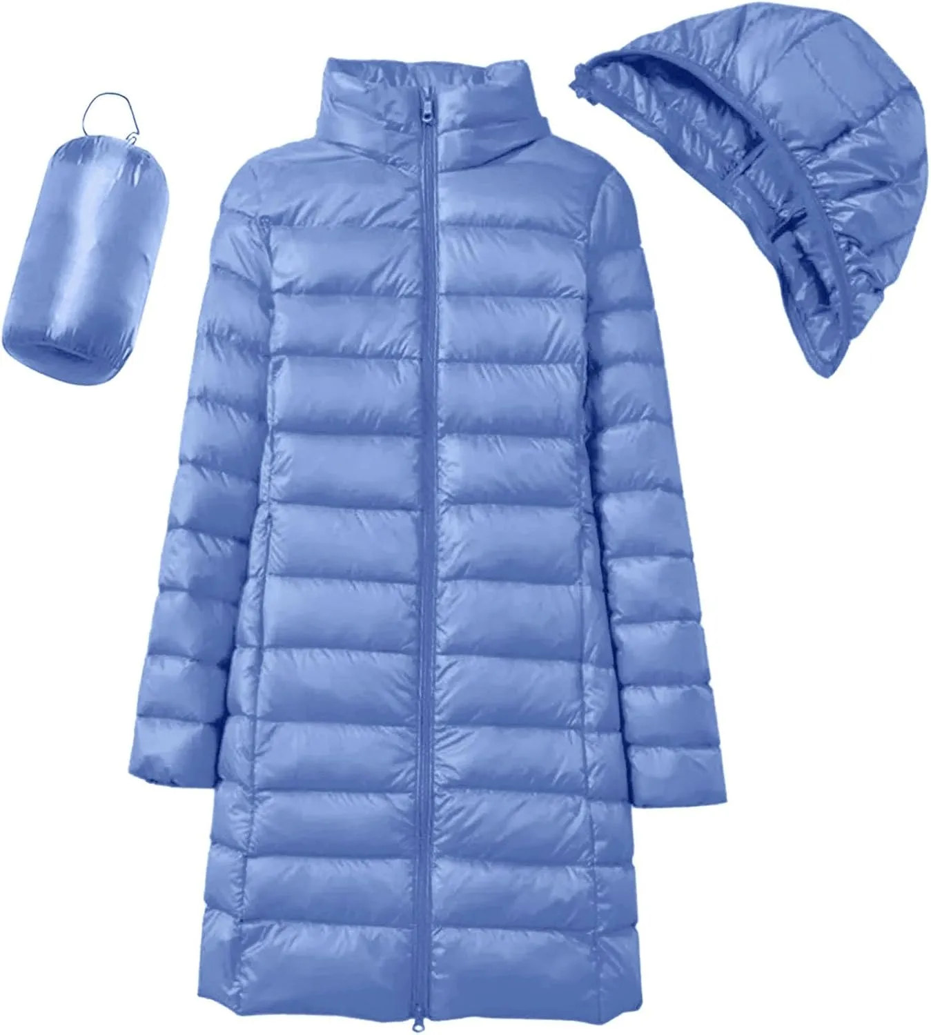 Winter Warm Jacket Womens Puffer Jacket Packable Down Jacket Lightweight Slim Fit Hooded Winter Coat with Pocket
