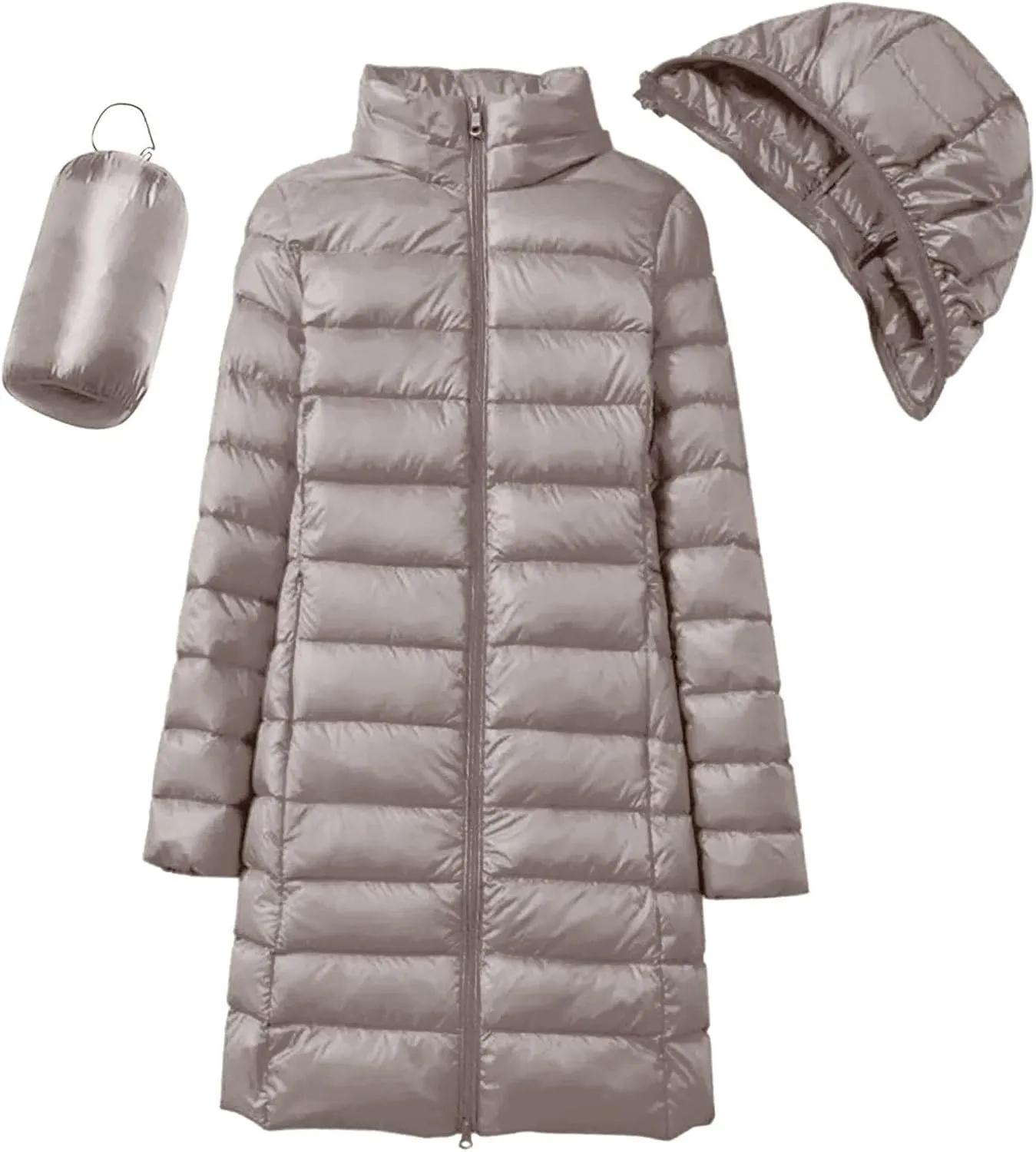 Winter Warm Jacket Womens Puffer Jacket Packable Down Jacket Lightweight Slim Fit Hooded Winter Coat with Pocket