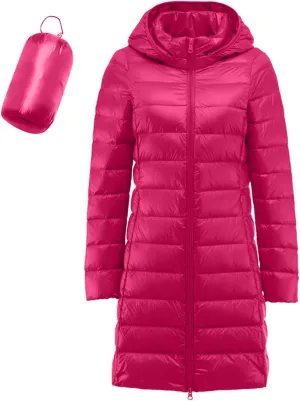 Winter Warm Jacket Womens Puffer Jacket Packable Down Jacket Lightweight Slim Fit Hooded Winter Coat with Pocket